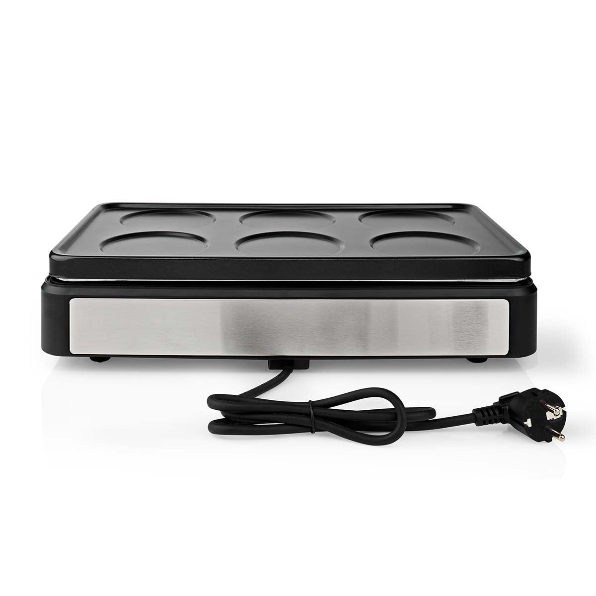 NEDIS FCRA310FBK6 set wok da tavola – per 6 persone – con mini wok e spatole – regolazione della temperatura – rivestimento antiaderente – design rettangolare – nero