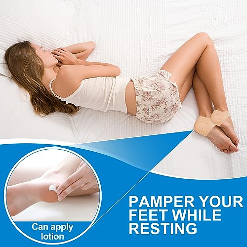 MADHOLLY 5 Pairs Silicone Heel Protectors- Breathable Heel Gel Heel Cushions for Cracked Heel- Heel Cups Heel Cover for Heel Repair Women Men - Thumbnail 3