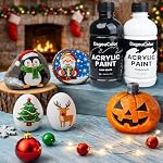 Acrylic Paints Set - 2 Colors * 250ml Art Craft Paint Bottles, 1 Sponge, Premium Art Supplies Gifts for Artists Beginners on Canvas Rocks Wood Ceramic Fabric