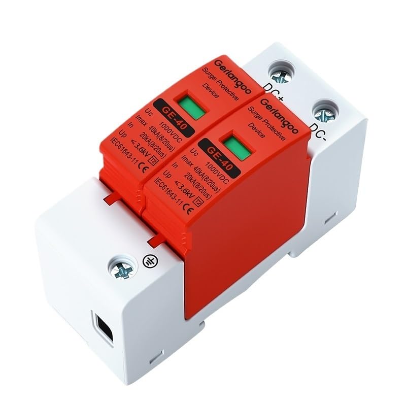 DC SPD 2P 500V 800V 1000V Low Voltage Surge Protector Photovoltaic Lightning Protection with 20KA-40KA Current Rating(1000V)