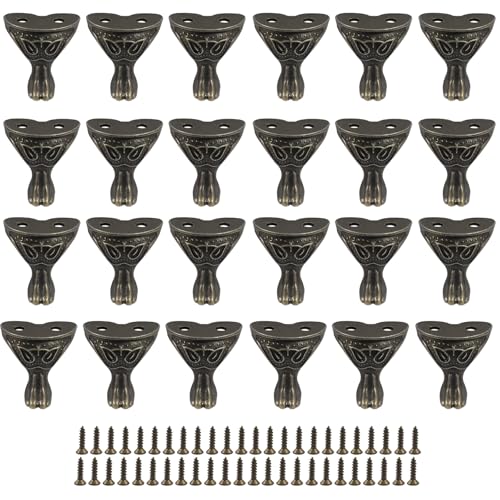 ZOCCVI 24 Pcs Antique Brass Box Legs Feet