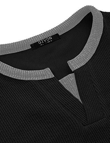 GIVON Men's Slim Fit Henley Shirt Long Sleeve Front Placket Cotton Pullover T Shirt Top4