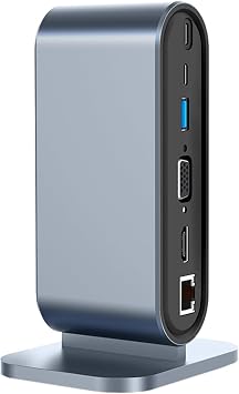 Coverzone USB C to HDTV + VGA + 7 Ports HUB + SD/TF Readcarder SB C Hub Laptop Dock, 12 in 1 Dock with VGA, HDMI 4K, 100Mbps Ethernet, 3 x USB-A 3.0 and 100W USB-ZR773