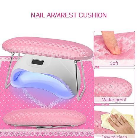 URBAN BOX Nail Arm Rest Cushion,Professional Adjustable Nail Hand Rest Stand for Acrylic Nails Hand Holder,Hand Pillow Stand with PU Leather Soft High-Density Sponge,Manicure Nail Tool 4