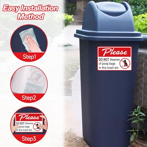 Image of 2PCS Please Do Not Dispose Poop Bags in This Trash Bin Stickers, Self-Adhesive Weatherproof Do not Throw Dog Poop Bag in The Trash Sign, Trash Can Stickers for Home,Yard,Restaurant(8 inch x 6 inch)