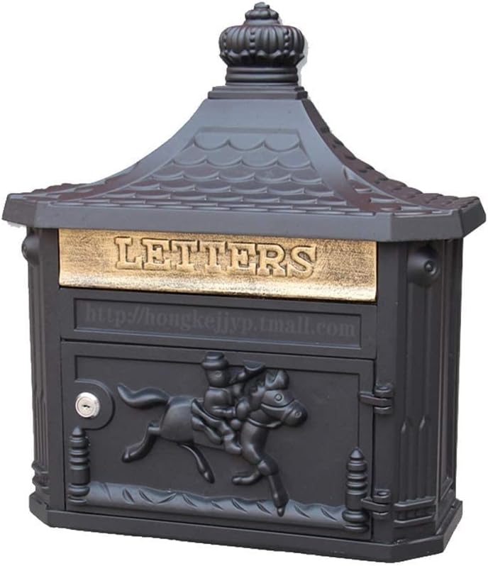 HBJWOV Elegant Wall Mounted Mail Box with Retrieval Door, Keys and Bolts