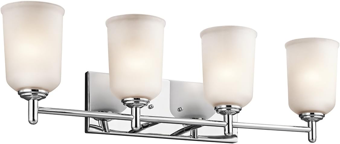 Black Friday 🔥 Kichler Shailene 29.5 4 Light Vanity Light with Satin Etched Glass in Chrome 🔥 Flash Sale Kichler Shailene 29.5 4 Light Vanity Light with Satin Etched Glass in Chrome