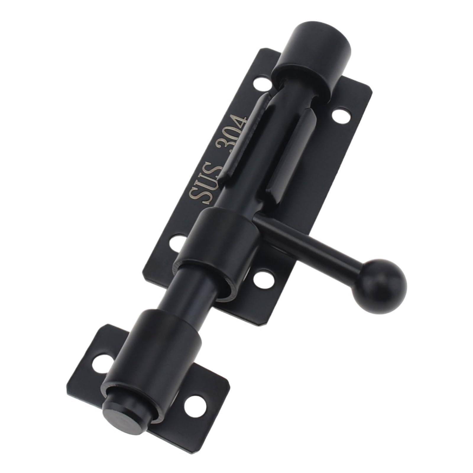 Gate Bolt 4 Inch Thickened 304 Stainless Steel Barrel Bolt Door Latch for Window Cabinet with 8mm Padlock Hole Black Slide Lock