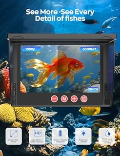 Underwater Fishing Camera,1080P Portable Fish Finder with 5" Waterproof IPS Screen,220° Ultra-Wide Ice Fishing Camera with 12 IR LED Night Vision,10000mAh Battery&100FT Cable for Boat, Lake & Kayak