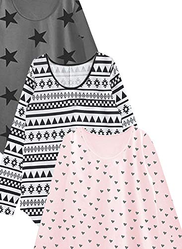 Image of A.T.U.N. (ALL THINGS UBER NICE) Womens Printed Cotton Long Sleeve Regular T-Shirt (Pack of 3)