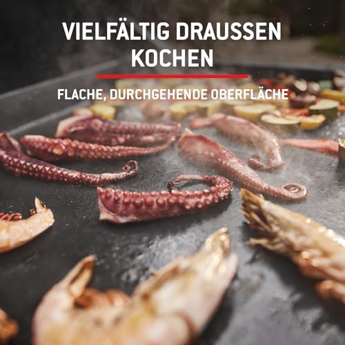 Weber Slate GP 56cm Premium Plancha Grill / 2 Brenner, Gleichmäßige Hitze bis zum Rand, Bis zu 260 °C, Porzellanemaillierte Antihaft-Grillfläche (56 x 41 cm), Höhenverstellbare Füße, Schwarz