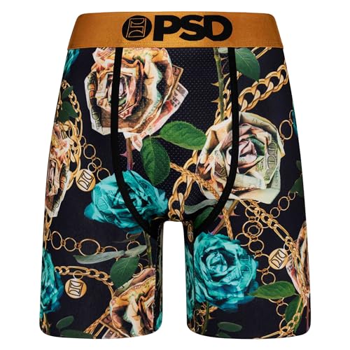 PSD Men's Boxer Briefs - Rose & Chains Teal, 7 Inch Inseam, Moisture-Wicking, 4-Way Stretch, Boxer Briefs for Men, 2X-Large2