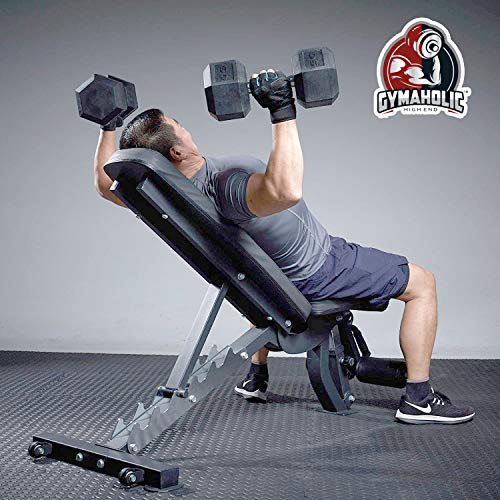 Image of Gymaholic Dumbbell, Hexa Rubber Dumbbell with Metal Handles, Single & Pair, Dumbbells in Weights 7.5 KG Single