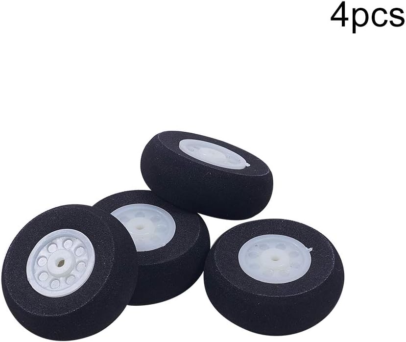 Bettomshin 4Pcs RC Airplane Wheels, 30mm/1.18inch Diameter Foam Wheel Replacement for DIY RC Model Plane Aircraft Black/Gray (Random)