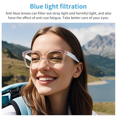 Image of Smart Glasses for Women, AI Translation Bluetooth Glasses, Real-Time Translator, Open Ear Blue Light Filtering Lenses, Supports 160+ Languages, Language Translator for Traveling Learning
