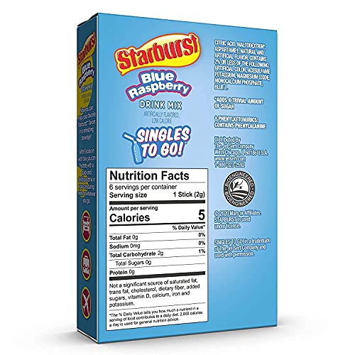Starburst Singles To Go Zero Sugar Drink Mix, Blue Raspberry, 6 CT Per Box (Pack of 1) - image 2