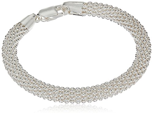 Sterling Silver Large Round Mesh Bead Bracelet, 7.5
