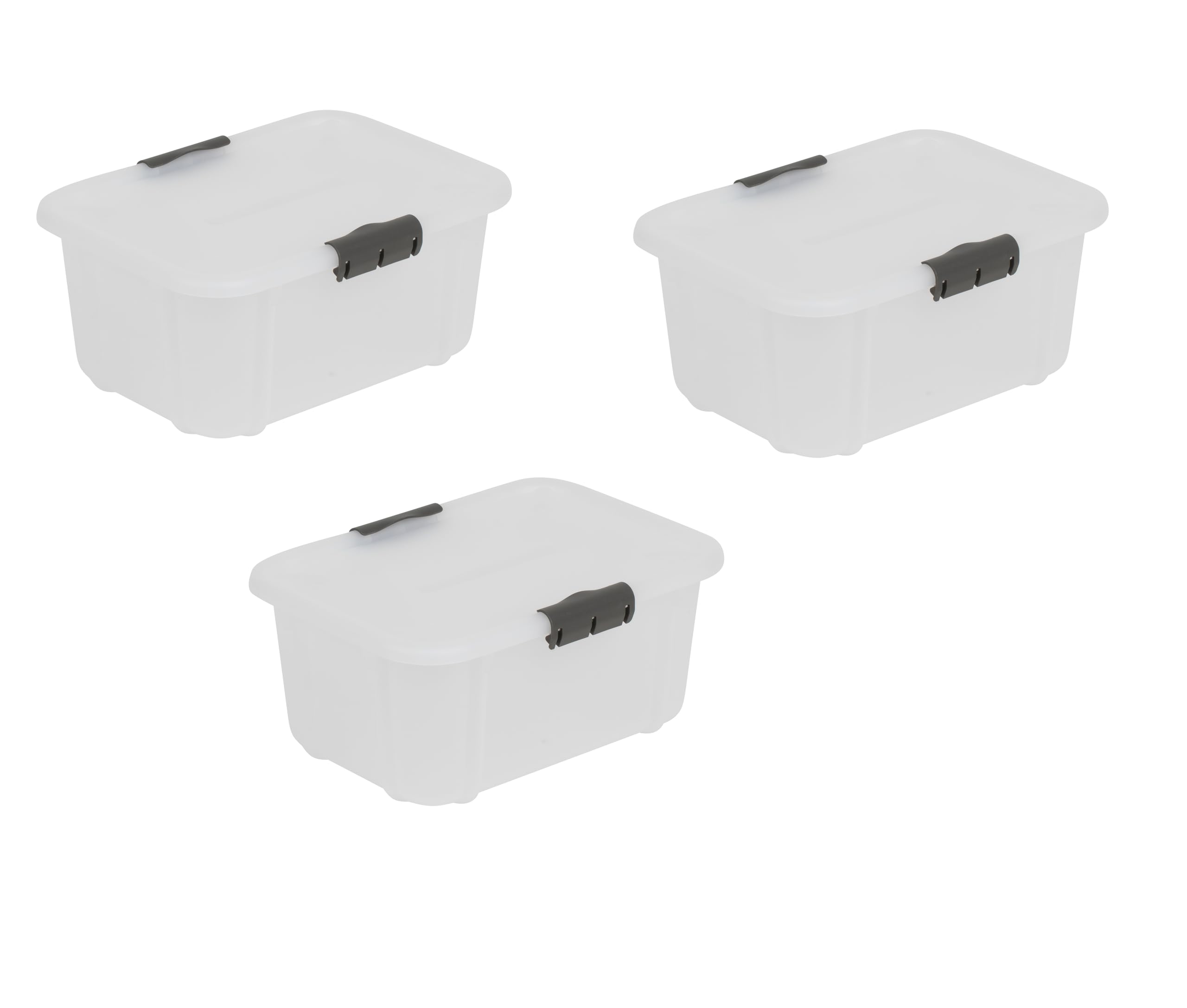 BranQ Home essential VELUR Universal Storage Container with Lid, Velur, Set of 3, Size 8 L, BPA-Free Plastic PP, Transparent