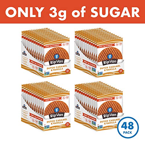 Image of Rip Van Wafels Dutch Caramel & Vanilla Stroopwafels - Healthy Snacks - Non GMO Snack - Keto Friendly - Office Snacks - Low Sugar (3g) - Low Calorie Snack - 48 Pack
