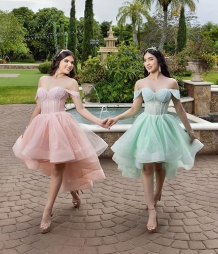 Ftupza Tulle 2 in 1 Quinceanera Dresses Ball Gown Off Shoulder Beaded Sweet 15 16 Dresses Ruffle Layered Prom Gowns2
