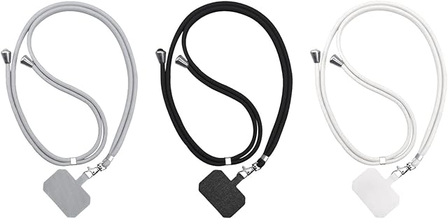 QEEQPF 3 Piece Universal Phone Neck Strap, Shoulder Strap and Neck Strap with Patches, Adjustable Anti-lost Cord for Most Smartphones, Polyester