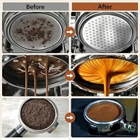 JNUYISW 4 Stück 58,5mm Espresso Puck Screen, 0.8mm Dicke Wiederverwendbar Kaffeefilter aus 304 Edelstahl mit Magnetgriff, Aufbewahrungsständer aus Holz Siebträger Zubehör Filter für 58mm Portafilter – Ansicht 5