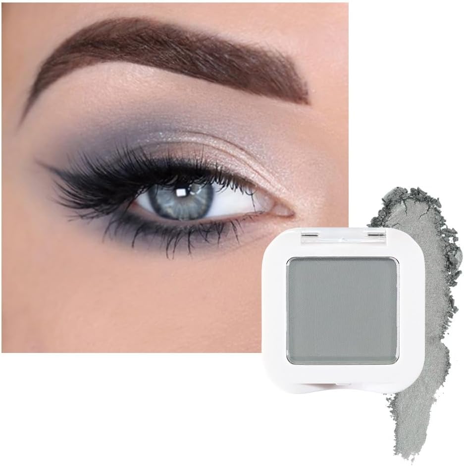 Matte Grey Eyeshadow Singles, Smoky Gray Grey Dusty blue Cream Single Matte Eye Shadow Palette Makeup for Older Women, High Pigment Waterproof Monochrome Mini Eyeshadow Palette, sombra de ojos