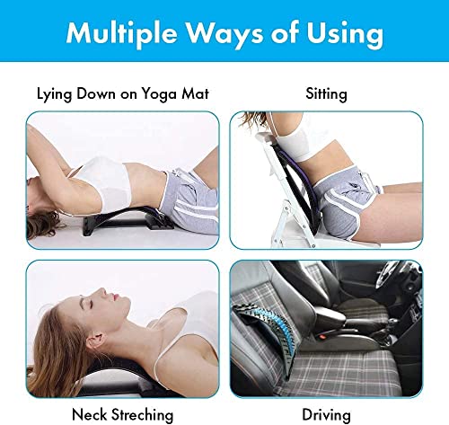 Image of Back Stretcher with Magnetic Acupressure Points for Spinal Pain Relief | Multi-Level Lumbar Region Back Support | Spike Back Stretcher for Men & Women | Adjustable Back Pain Relief Device for Comfort and Posture Improvement (One Size)