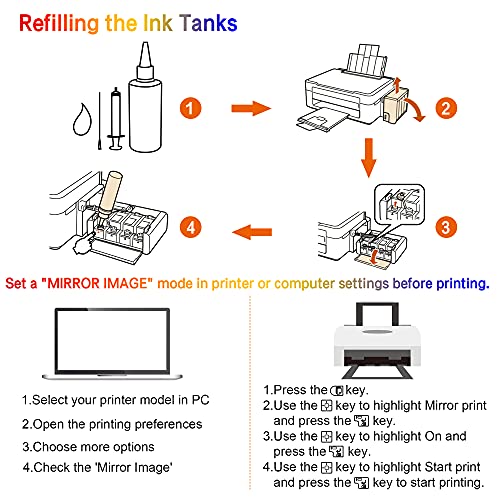 ORDTBY Sublimation Ink Refilled Kit for Epson Inkjet Printer, AntiUV