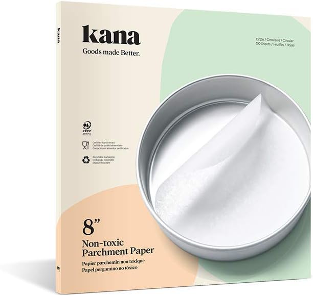 Kana Parchment Paper Baking Circles - 100 Pre-cut Rounds 8 inch_Ideal for Baking Cakes, Pastries & Cheesecakes - Suitable for tortilla Press