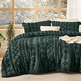 Bedsure Tufted Boho Comforter Set King Size - Dark Green Boho Bed Set, GentleSoft™ 3 Pieces Farmhouse Shabby Chic Embroidery Bedding, Gifts for Woman, Soft Jacquard King Comforter for All Seasons