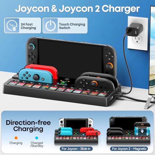 Image of [Switch 2 /1 /OLED Compatible] Switch 2 Docking Station with Charging Dock, TV Base Dock Replacement Support 4k@120HZ HDMI Output, Seitch 2 Accessories Store 12 Game Cards, Game Boy Advance Games