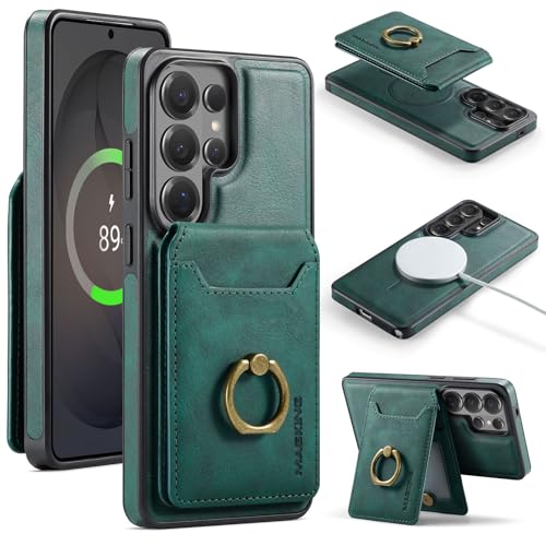 Étui portefeuille Galaxy S26 Ultra en cuir vert avec MagSafe