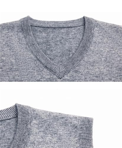 Mnjyihy Men's Loose V-Neck Sleeveless Sweater Classic Pullover Knitted Vest Casual Sweater Vest3