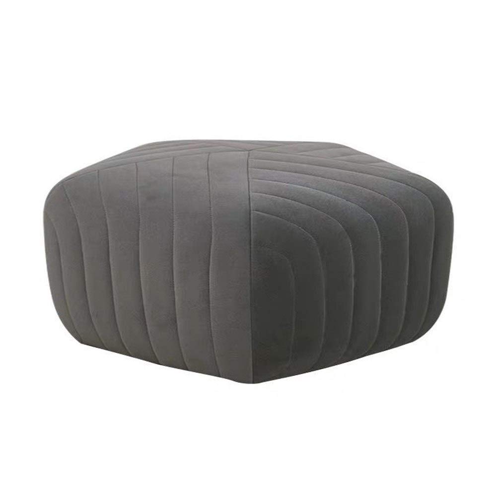 Tabouret en velours gris vintage comme repose-pieds de salon chic