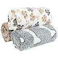 3 Pcs Pet Soft Dog Blankets Washable, Puppy Blankets, Paw Bone Print Pet Throw, Warm Sleep Mat, Pet Cover Blankets, Fluffy Fleece Pet Blanket, Fleece Blanket for Small Medium Large Dog Cat (76*53cm)