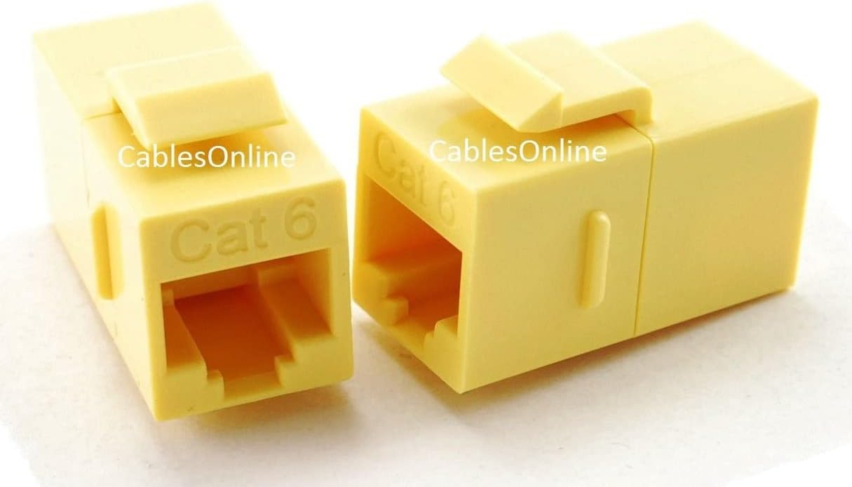 CablesOnline, 10-Pack CAT6 Female/Female RJ45 Ethernet Yellow Keystone Jack Coupler, WP-C02YL-10