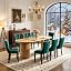 Natural Table With 8 Green Chairs