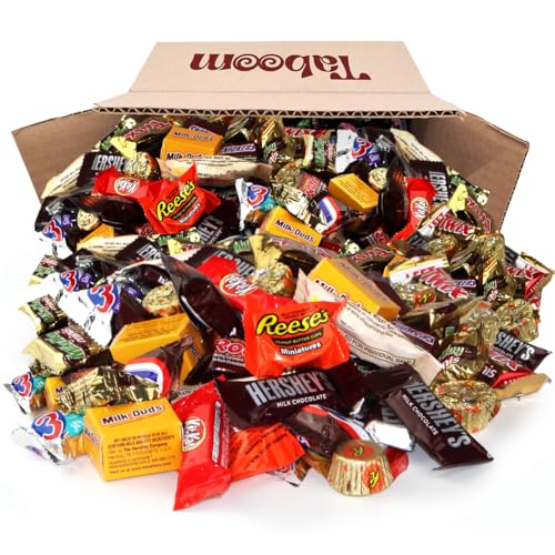 Taboom Bulk Chocolate, Individually Wrapped: 5 LB Box Easter Candy Variety Pack with Hershey's Milk Chocolate Bars, Reese's Mini Peanut Butter Cups, Snickers, Kit Kat, Almond Joy And Whoppers