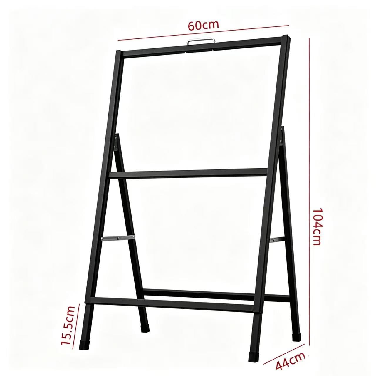 Letrero de pavimento con asa de transporte, 60 x 90 cm, tablero sándwich de acero recubierto de negro, letrero de acera al aire libre para restaurante, cafetería, boda, fiesta