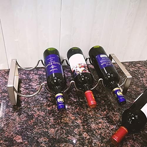 Soporte para 4 botellas de vino de metal apilable miniatura 3