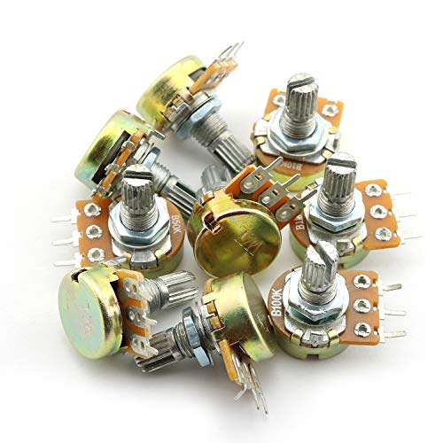 Tegg 9PCS Linear Taper Rotary Potentiometer Pot B1K 2K 5K 10K 20K 50K 100K 500K 1M Ohm Shaft 15mm
