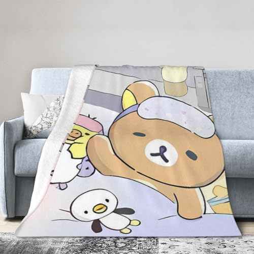 ブランケット リラックマ 毛布 シングル 大判 掛け毛布 ふわふわ フランネル オールシーズン おしゃれ 多機能エアコンブランケット 掛け布団 ひざ掛け タオルケット 人気 アニメ グッズ プレゼント 80"X60"