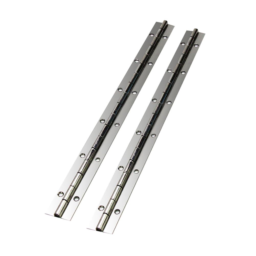 2Pack Continuous Piano Metal Hinge, Hoopever 600 x 38 x 1mm Stainless Steel Long Hinge 270 Degree Open Heavy Duty Furniture Hinge for Pianos, Cabinet, Doors, Large Windows, Boats, with Hole, Chrome