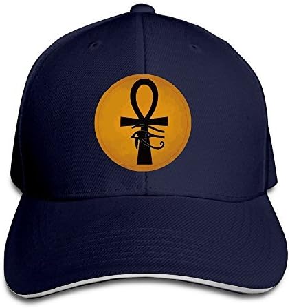Adults Egyptian Ankh Horus Eye Adjustable Sandwich Peak Cap