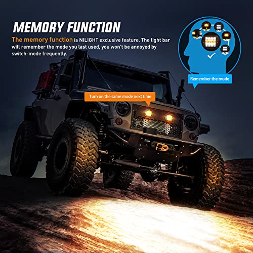 Image of Nilight 2PCS 42W Light Pods Flush Mount Spot Flood Amber White Strobe 6 Modes Memory Function for Fog&Snow Off-Road Truck Car ATV JEEP Cabin Boat with 16AWG Wiring Harness Kit-2 Leads