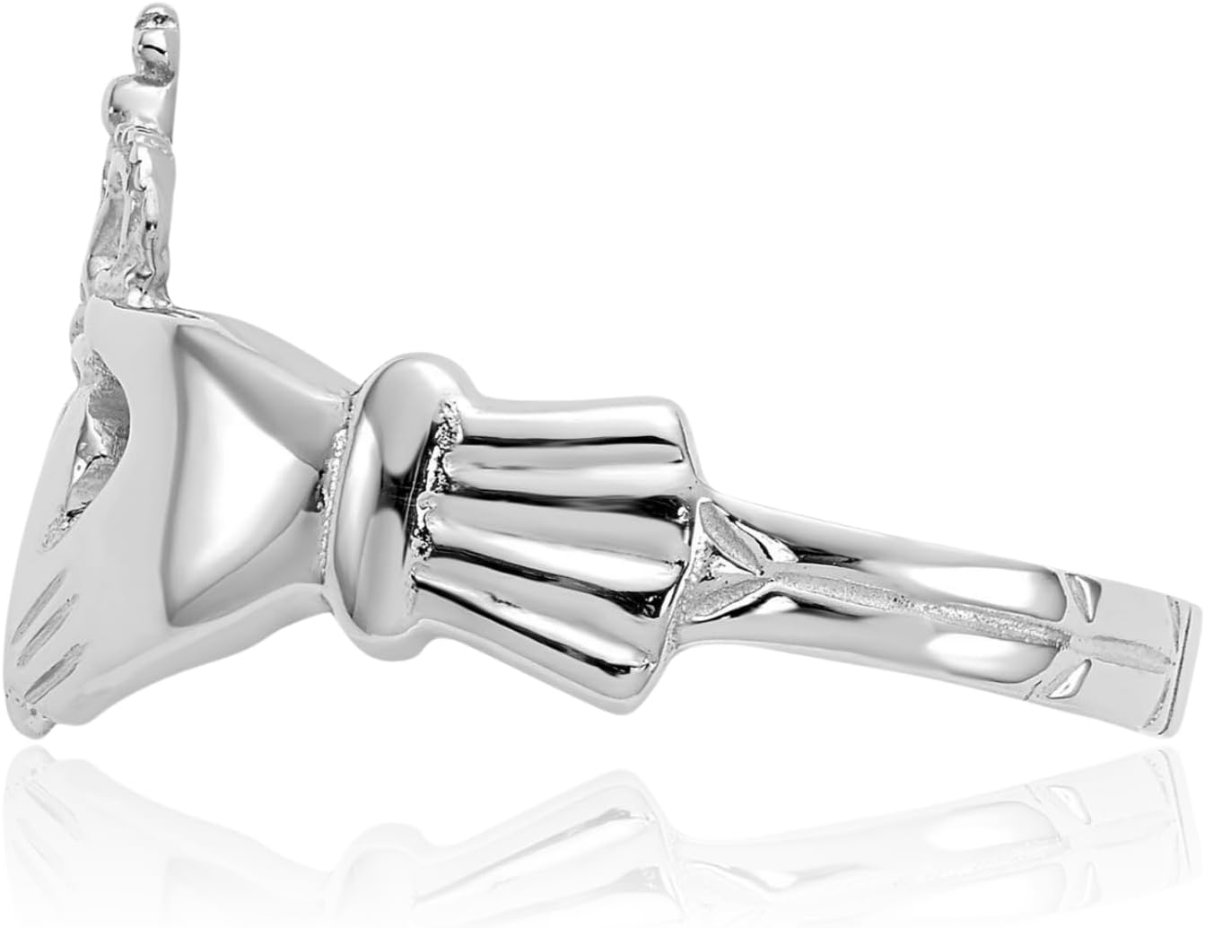IceCarats 14K Solid White Gold Extra Wide Heart Celtic Claddagh Statement Fashion Ring 12mm Band Polished