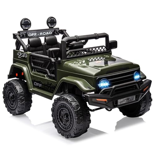 Hetoy 12V Electric Ride-On Truck for Kids - Remote Control Car with Spring Suspension, LED Lights, Music & 3 Speeds | Battery-Powered Ride Toy (Ages 3+)
