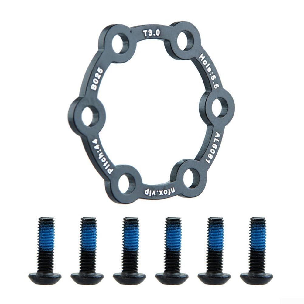 Vootnifig Aluminum Alloy 6 Hole Hub Brake Disc Spacer Pad with Screws for Electric Scooter Bicycle Mountain Bike Disc Brake 60x60x6mm(3mm)