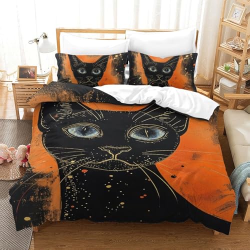 Lit enfant chat siamois 3D avec housse de couette microfibre et zippée